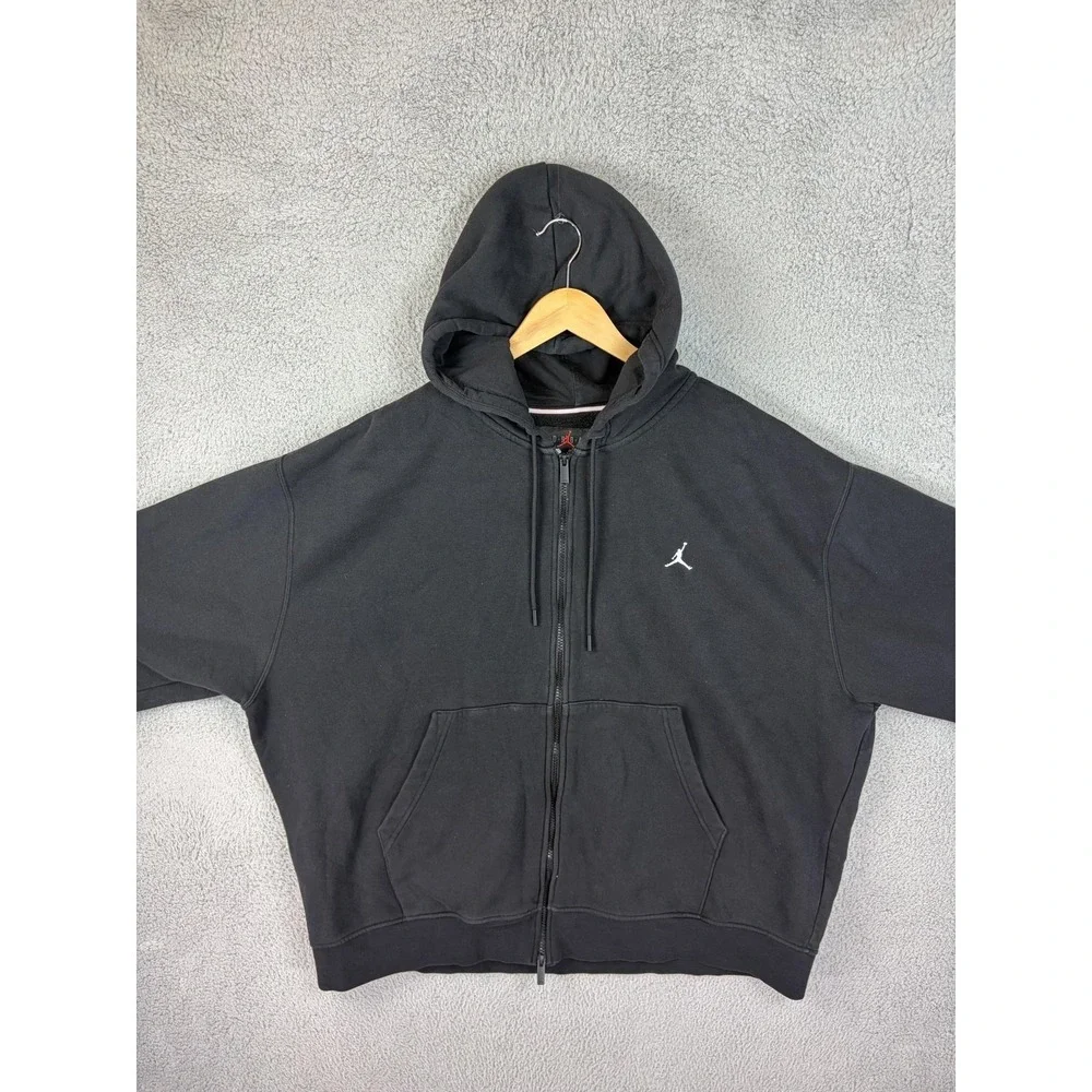 Jordan Hoodie Men 2XL Black Full Zip Fleece Sweatshirt Jumpman Nike Heavyweight